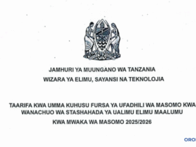 Ufadhili wa Masomo ngazi ya Stashahada ya Ualimu wa Elimu Maalumu 2025