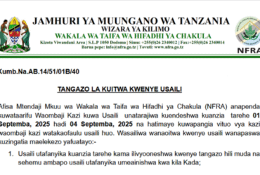 Walioitwa Kwenye Usaili NFRA Septemba 2025
