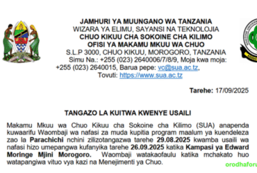 Walioitwa Kwenye Usaili SUA 2025